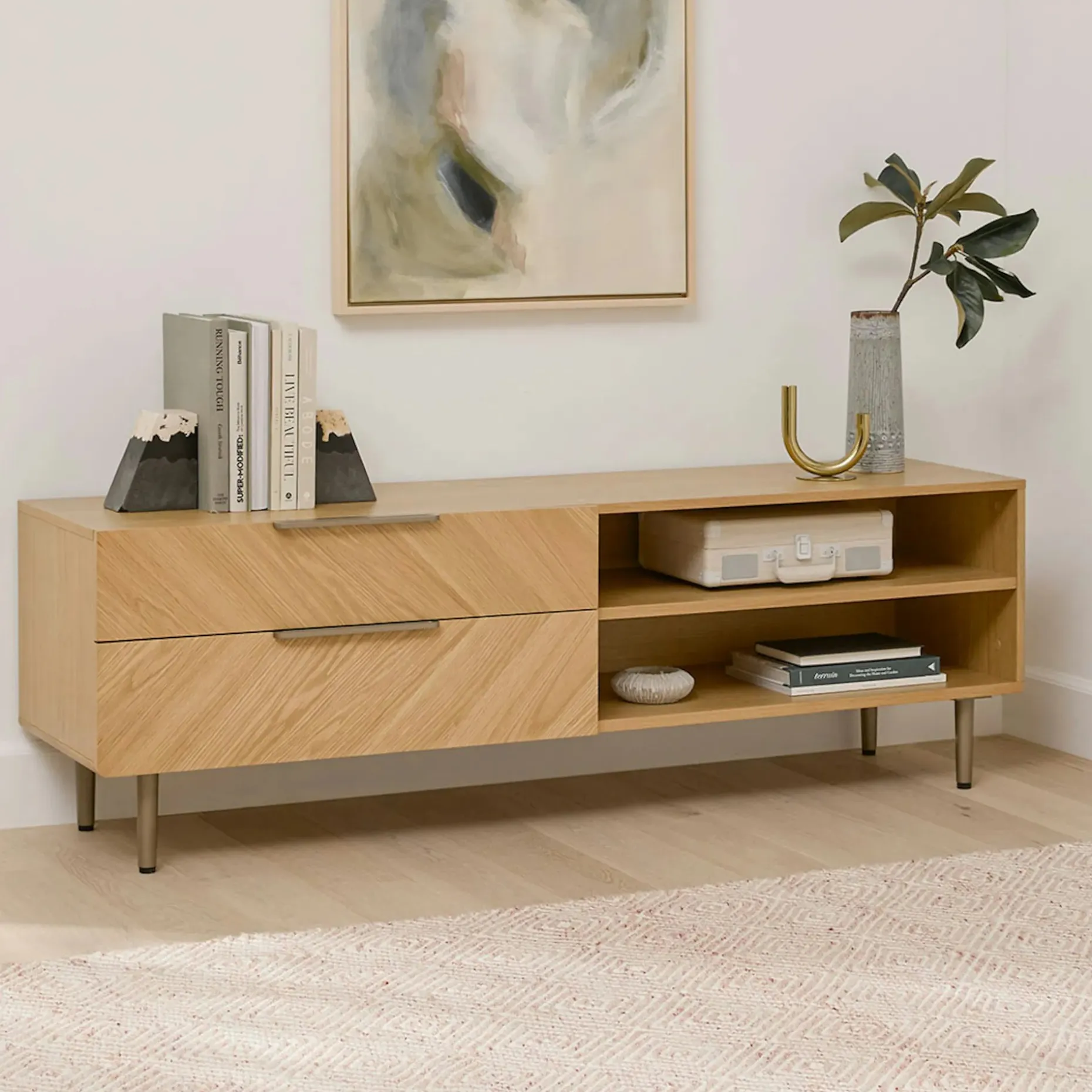 Nera 63" Low Media Unit - Oak