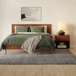 Nera Queen Low Profile Bed - Oak