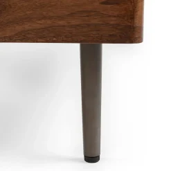 Nera Queen Low Profile Bed with Nightstands Set - Walnut