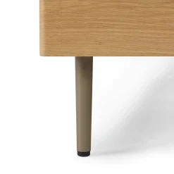 Nera Queen Low Profile Bed with Nightstands Set - Oak