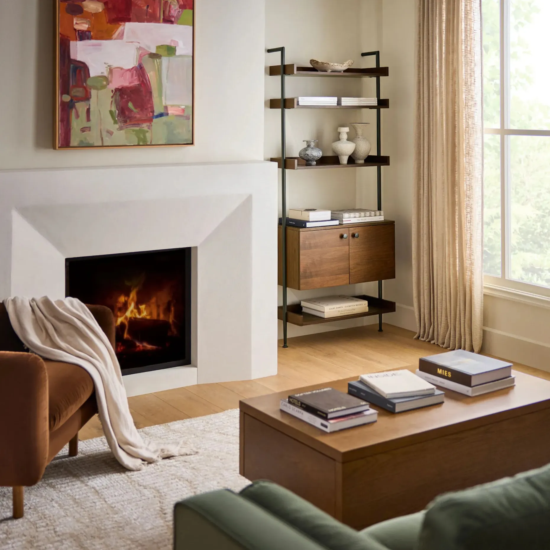 Newberry 31.25" Shelving Unit, Wide - Walnut