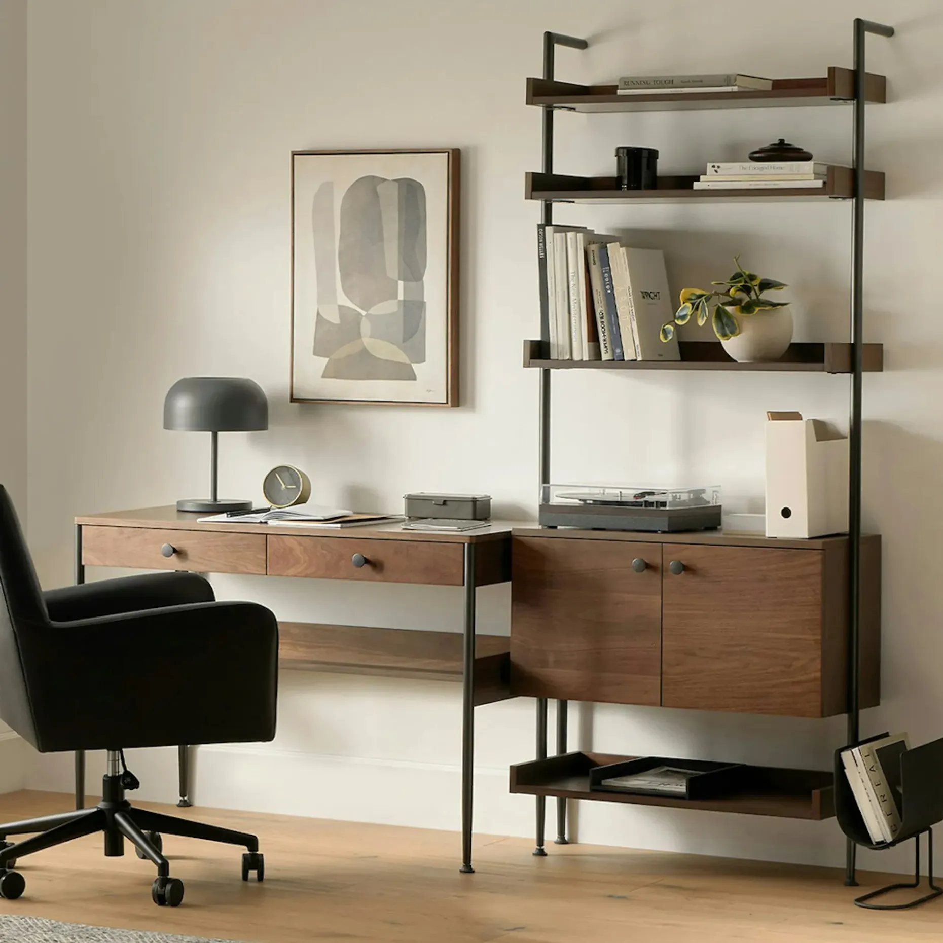 Newberry 31.25" Shelving Unit, Wide - Walnut