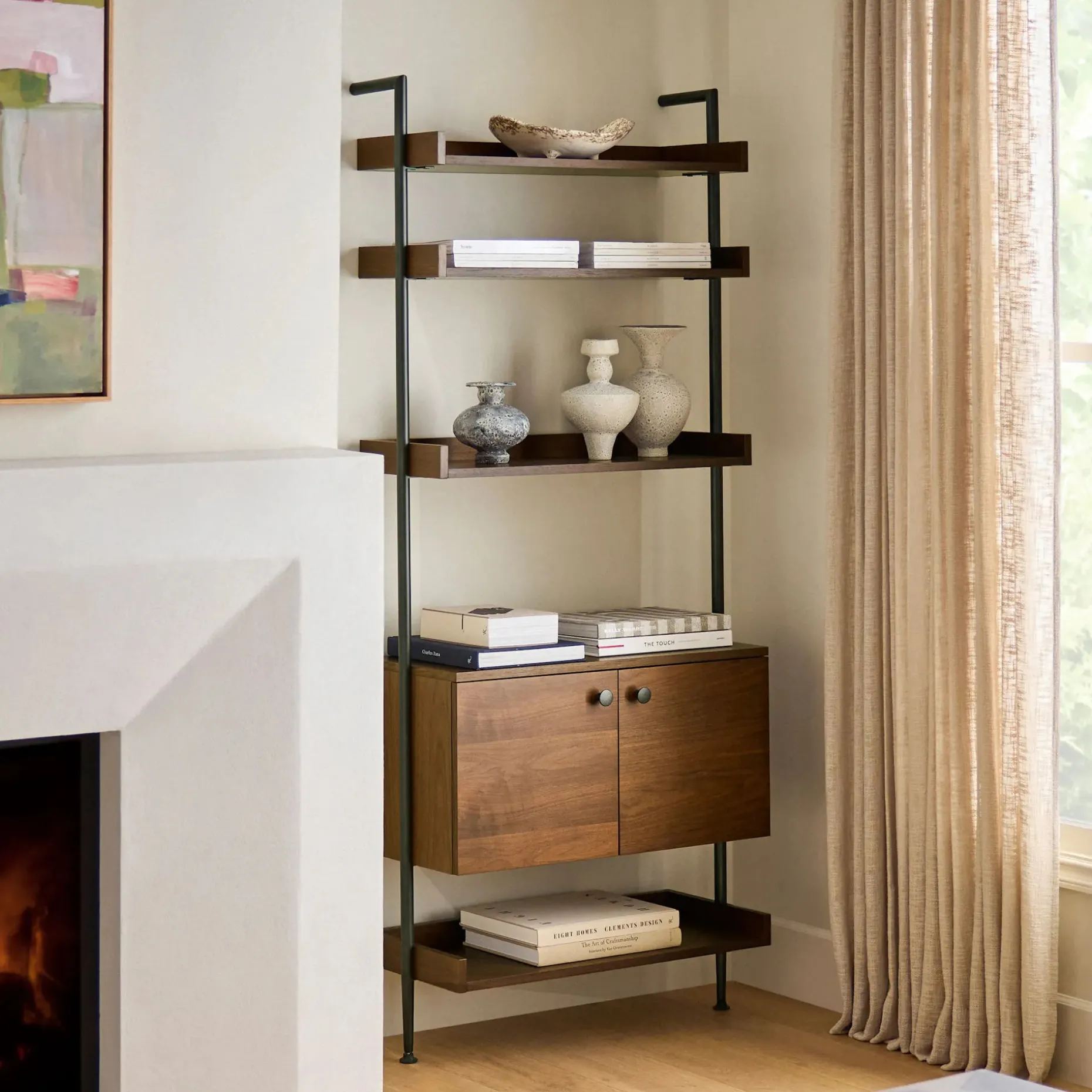 Newberry 31.25" Shelving Unit, Wide - Walnut