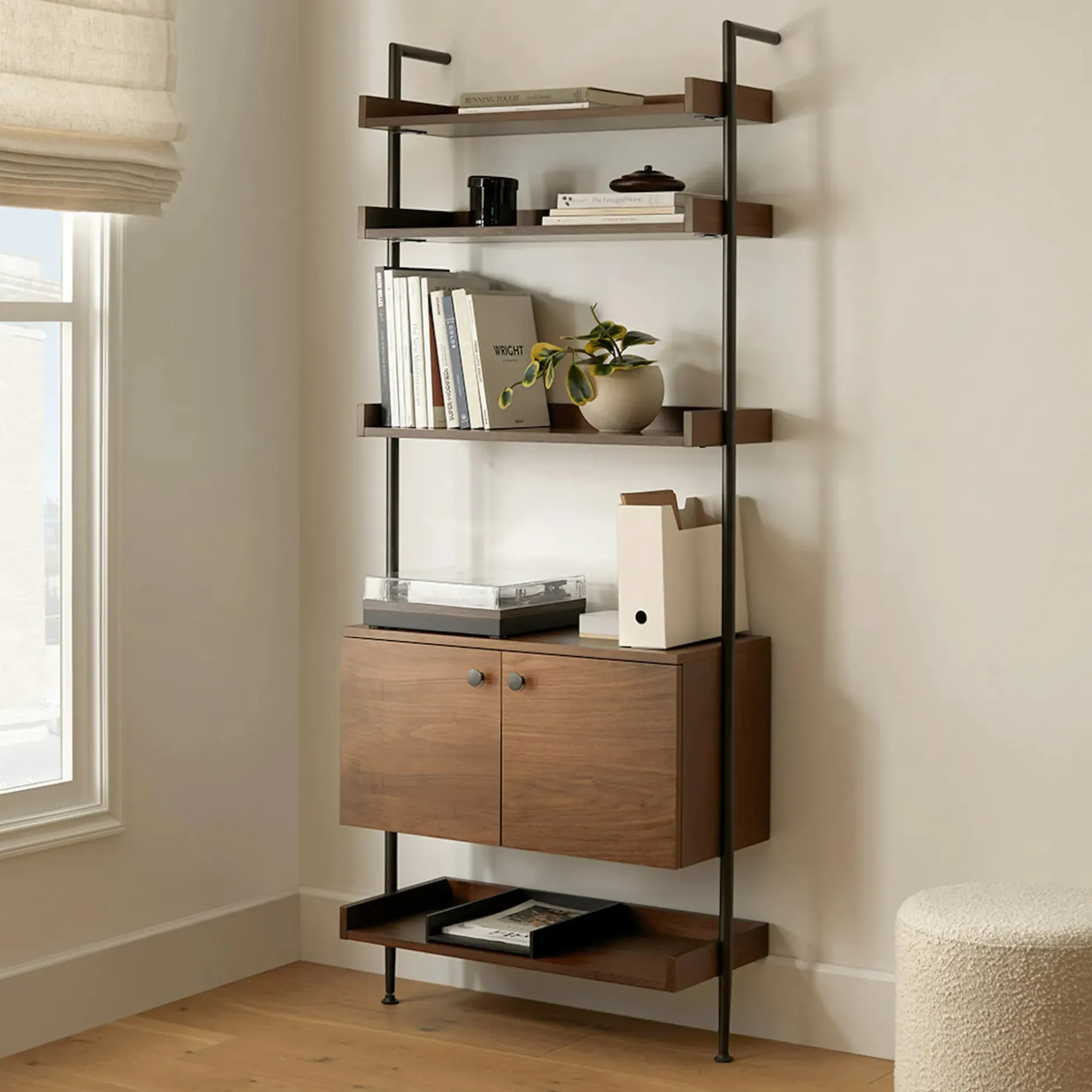 Newberry 31.25" Shelving Unit, Wide - Walnut