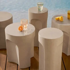 Noah Outdoor Cement Drinks Table - White
