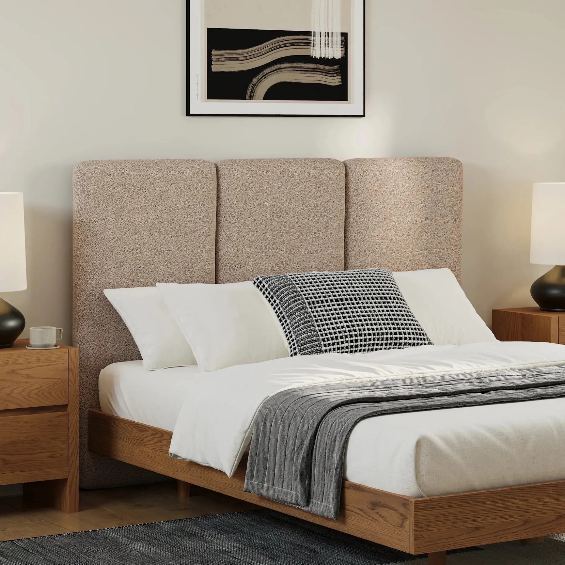 Noel Queen Headboard - Sandstone Wool Bouclé