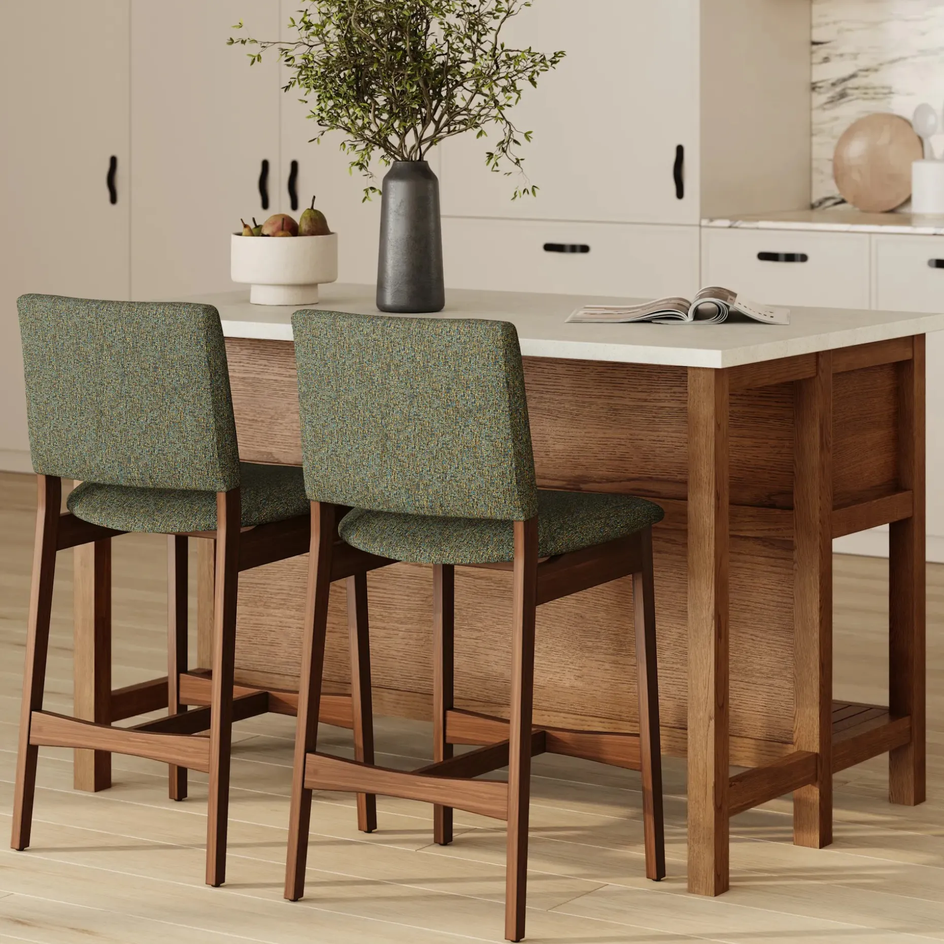 Nosh Counter Stool - Walnut and Hemlock Green