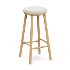 Nurmi Bar Stool - White Oak and Ivory Wool Bouclé