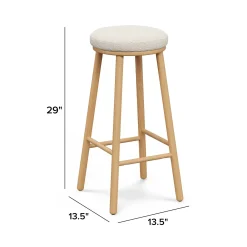 Nurmi Bar Stool - White Oak and Ivory Wool Bouclé
