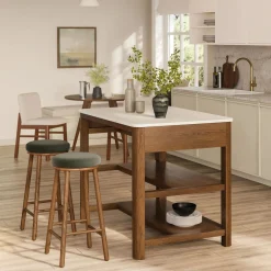 Nurmi Counter Stool - Smoked Oak and Felted Green