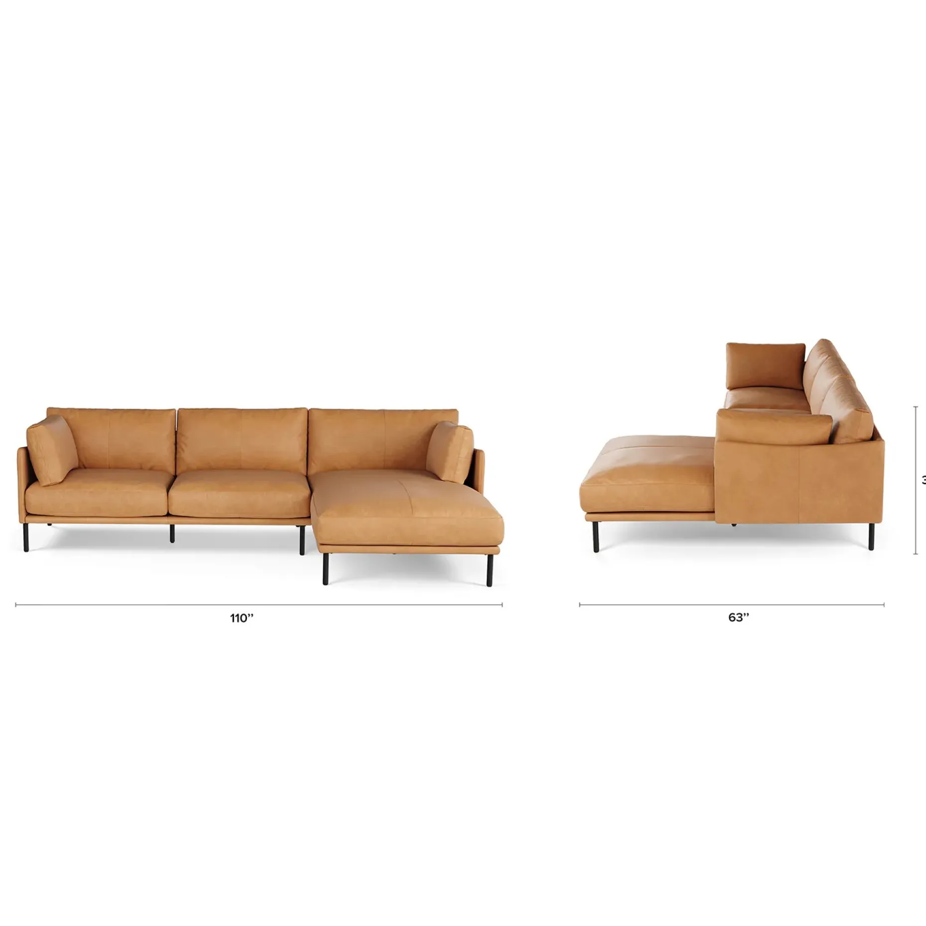 Olsen 110" Leather Right Sectional - Charme Tan