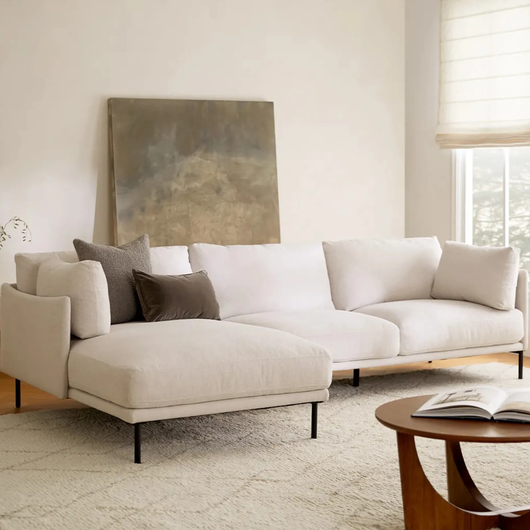 Olsen 110" Left Sectional - Ratine Ivory