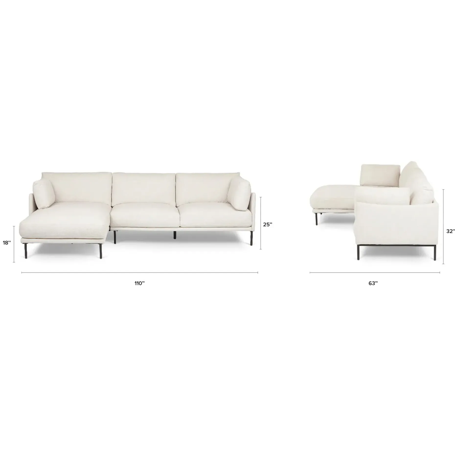 Olsen 110" Left Sectional - Ratine Ivory