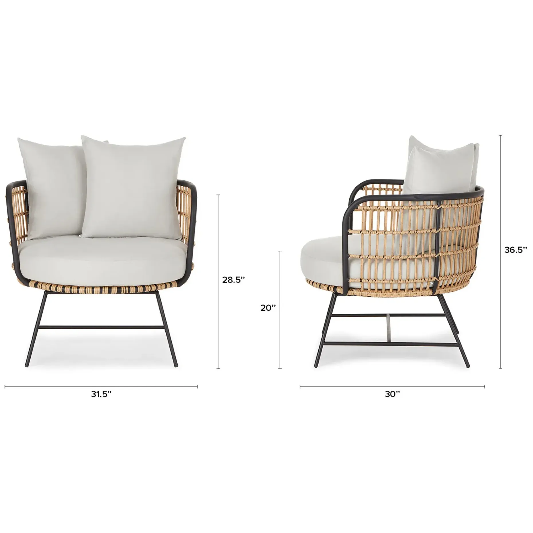 Onya 31.5" Outdoor Lounge Chair Set - Lily White