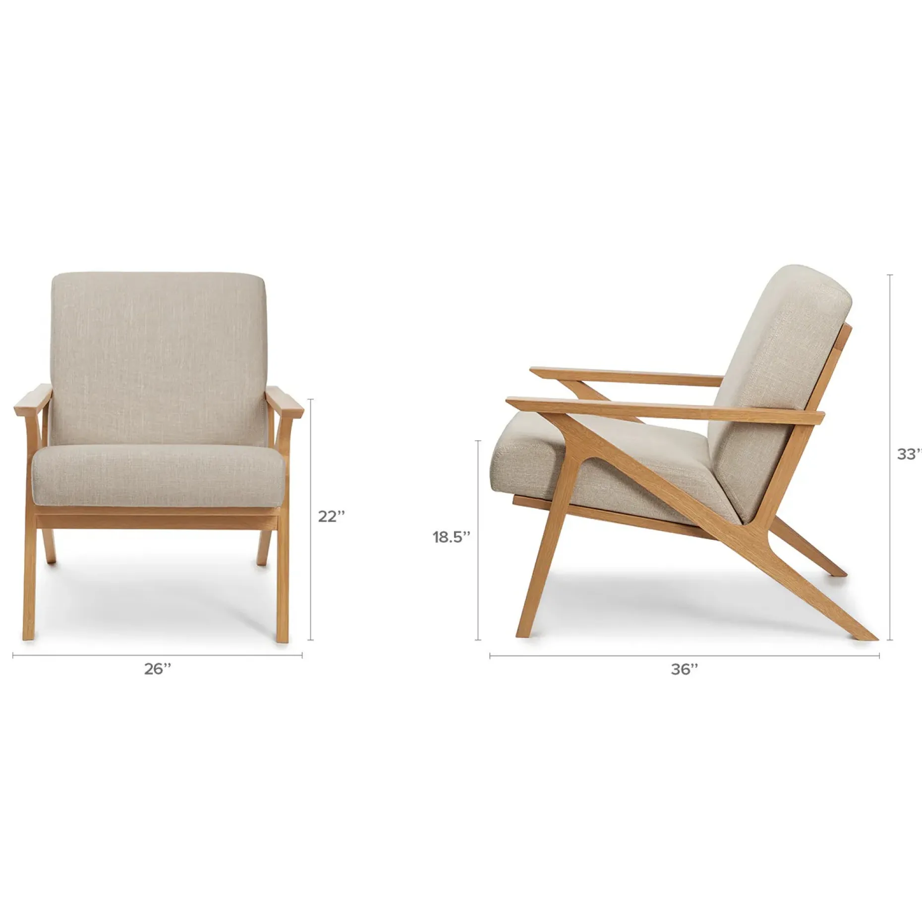 Otio 26" Lounge Chair - Oak and Welsh Taupe