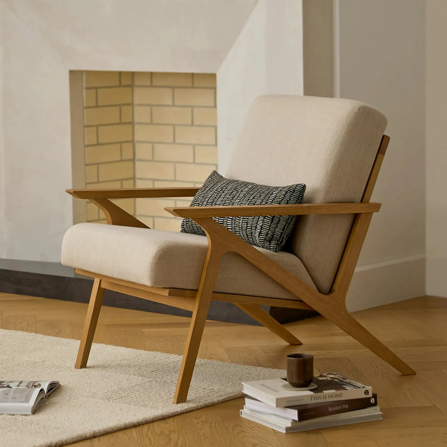 Otio 26" Lounge Chair - Oak and Welsh Taupe