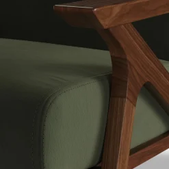 Otio 26" Velvet Lounge Chair - Walnut and Hale Fir Green
