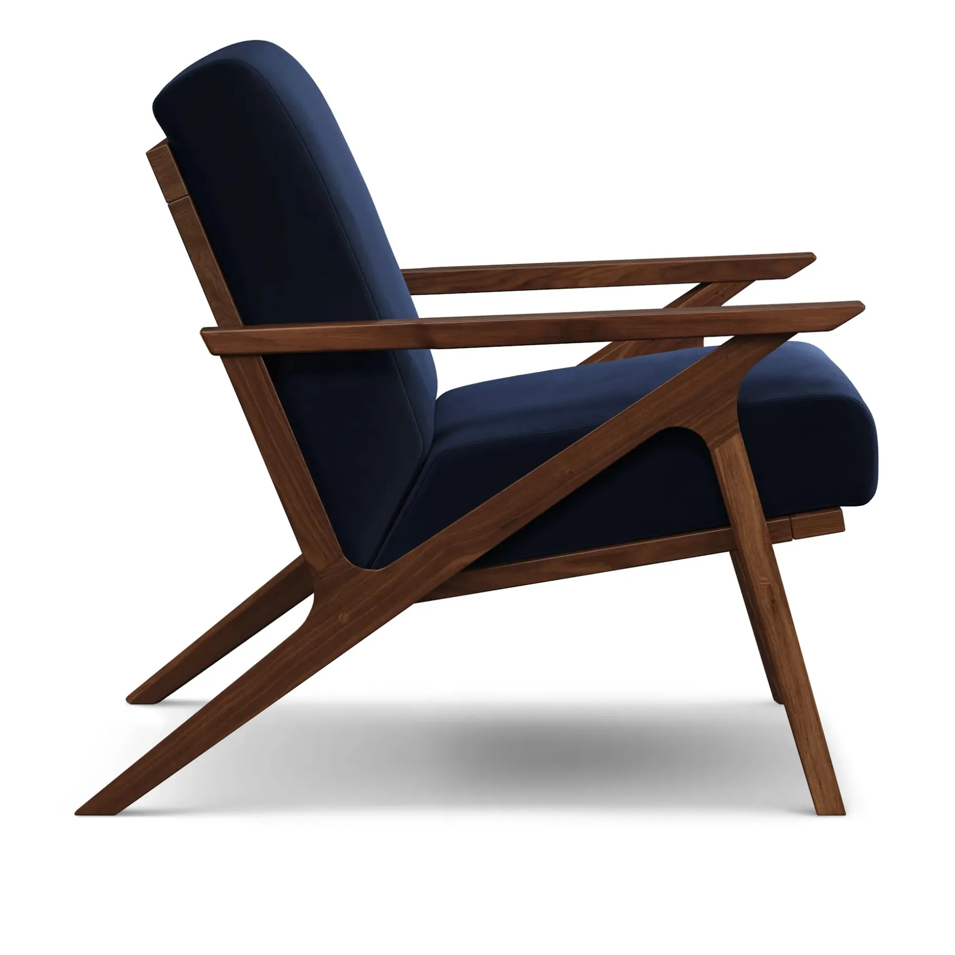 Otio 26" Velvet Lounge Chair - Walnut and Hale Ink