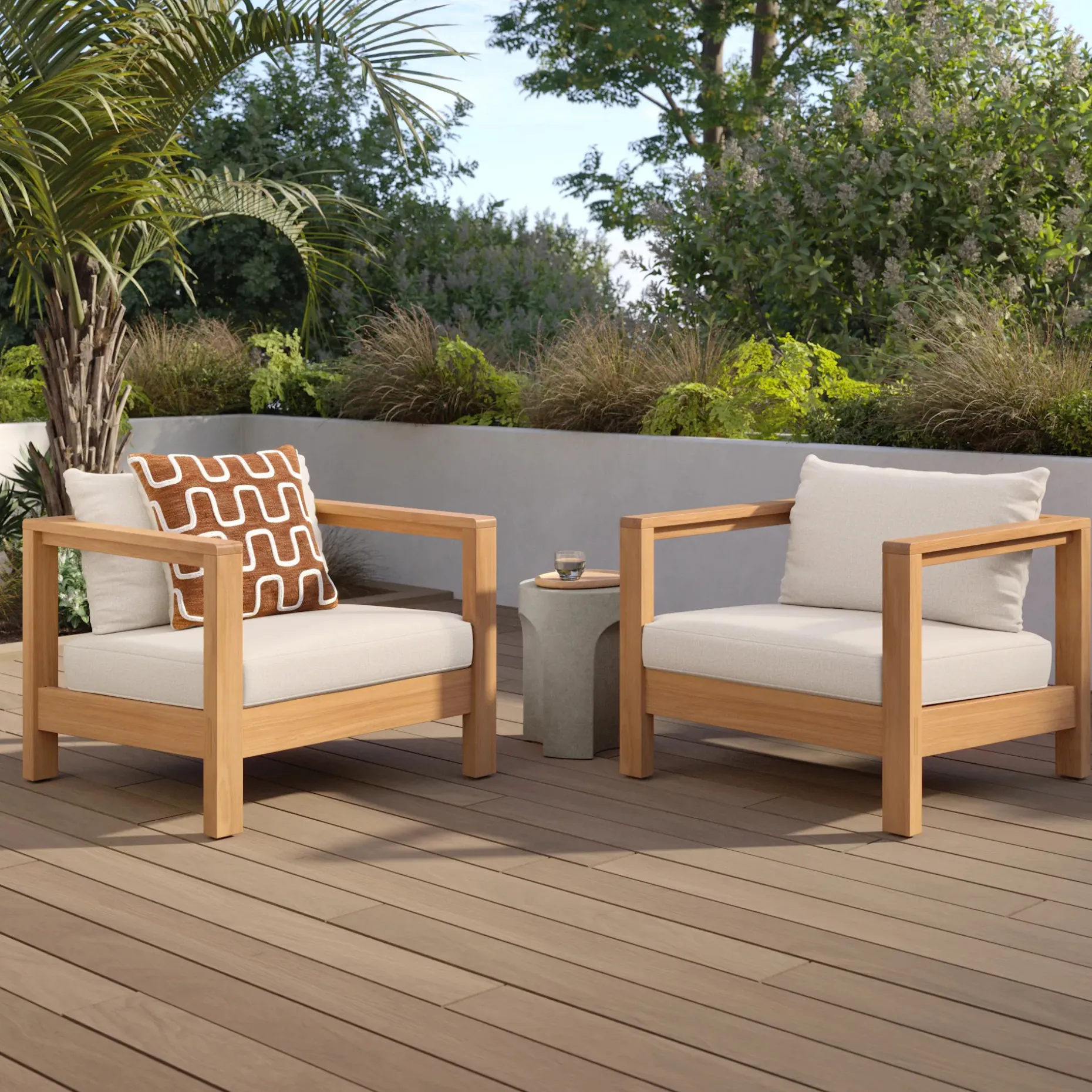 Palmera 34.5" Outdoor Lounge Chair Set - Portside Beige
