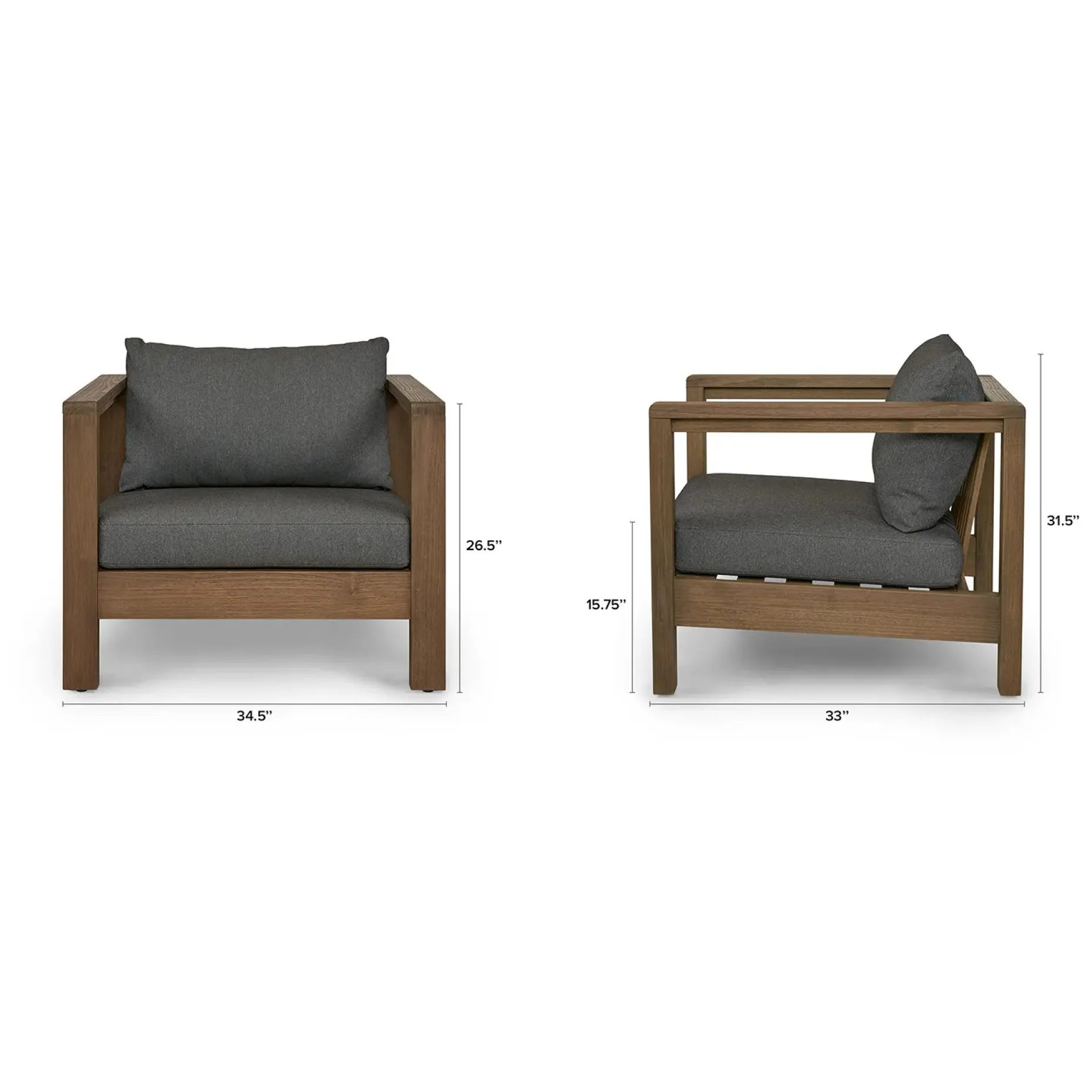 Palmera 34.5" Outdoor Lounge Chair Set - Dravite Black