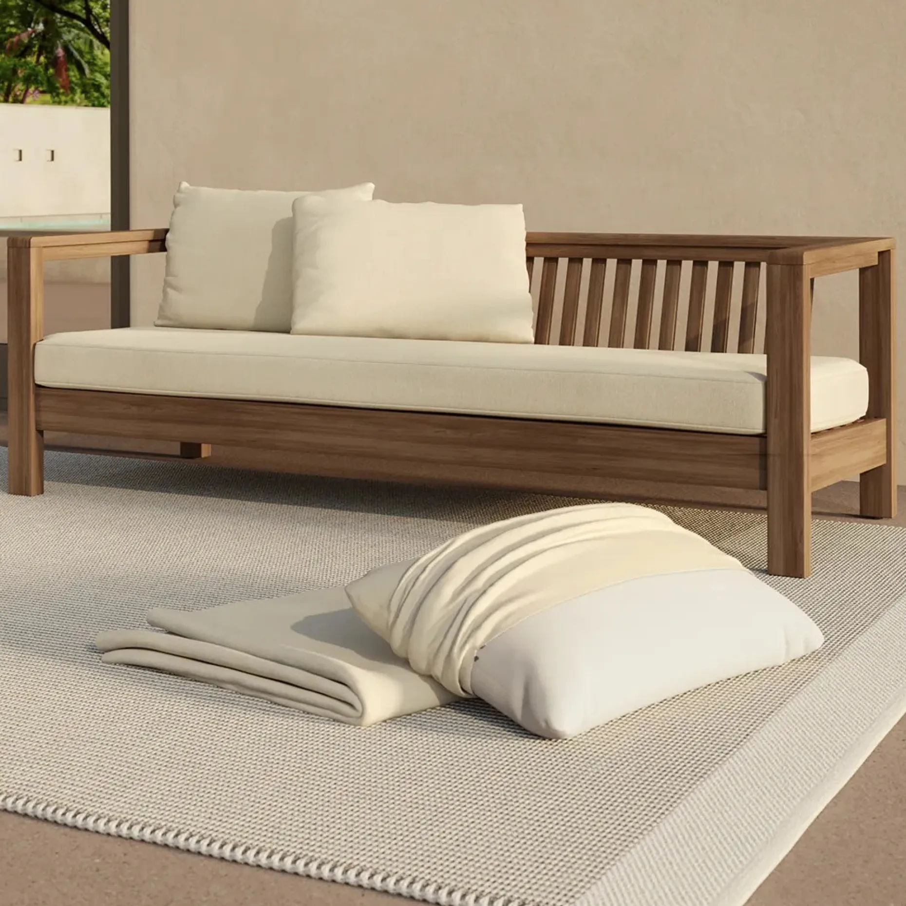 Palmera Outdoor Sofa Cushion Cover Set - Dravite Ivory
