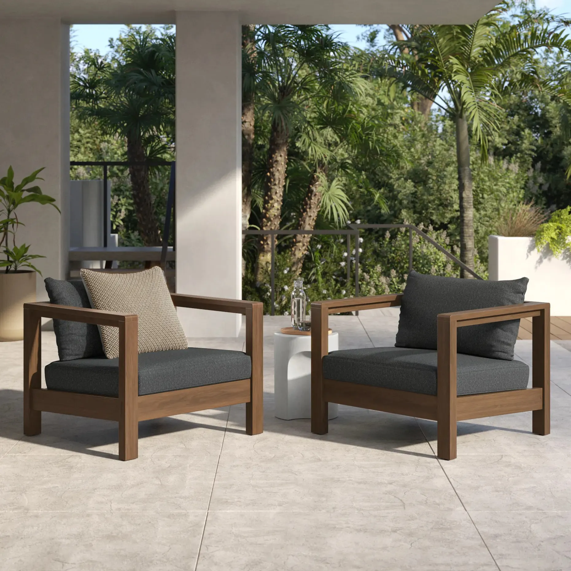 Palmera 80" Outdoor Sofa Set - Dravite Black