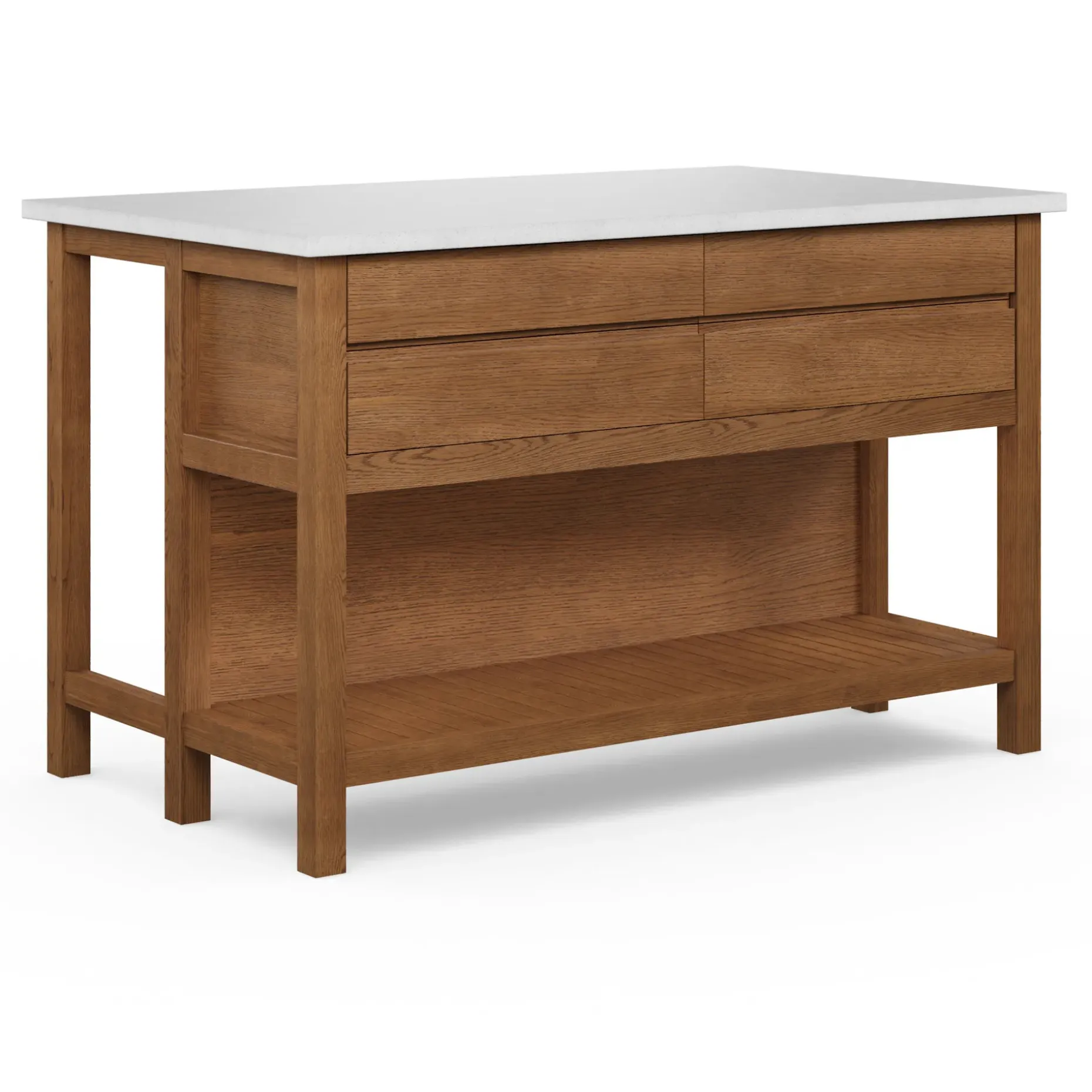 Quincy 57.5" Kitchen Island - Smoked Oak