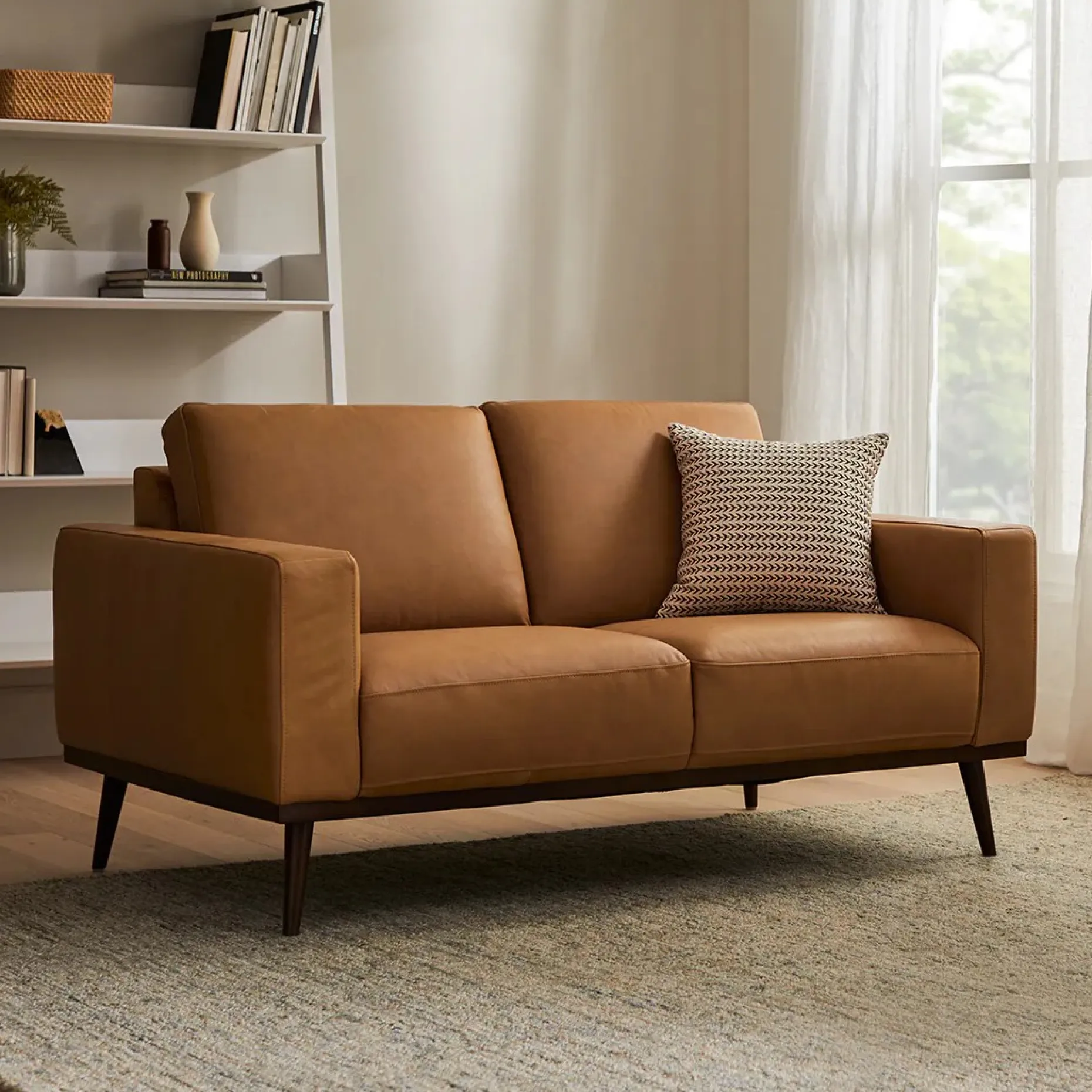Rhett 63.5" Leather Loveseat - Charme Tan