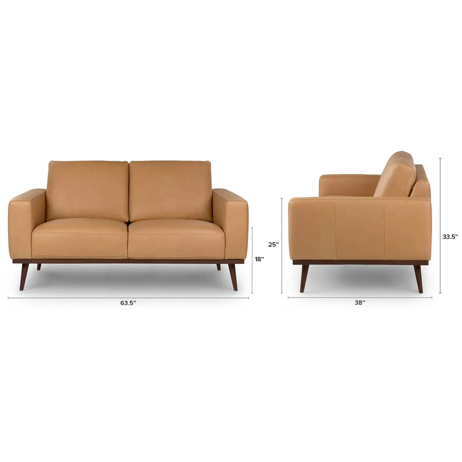 Rhett 63.5" Leather Loveseat - Charme Tan