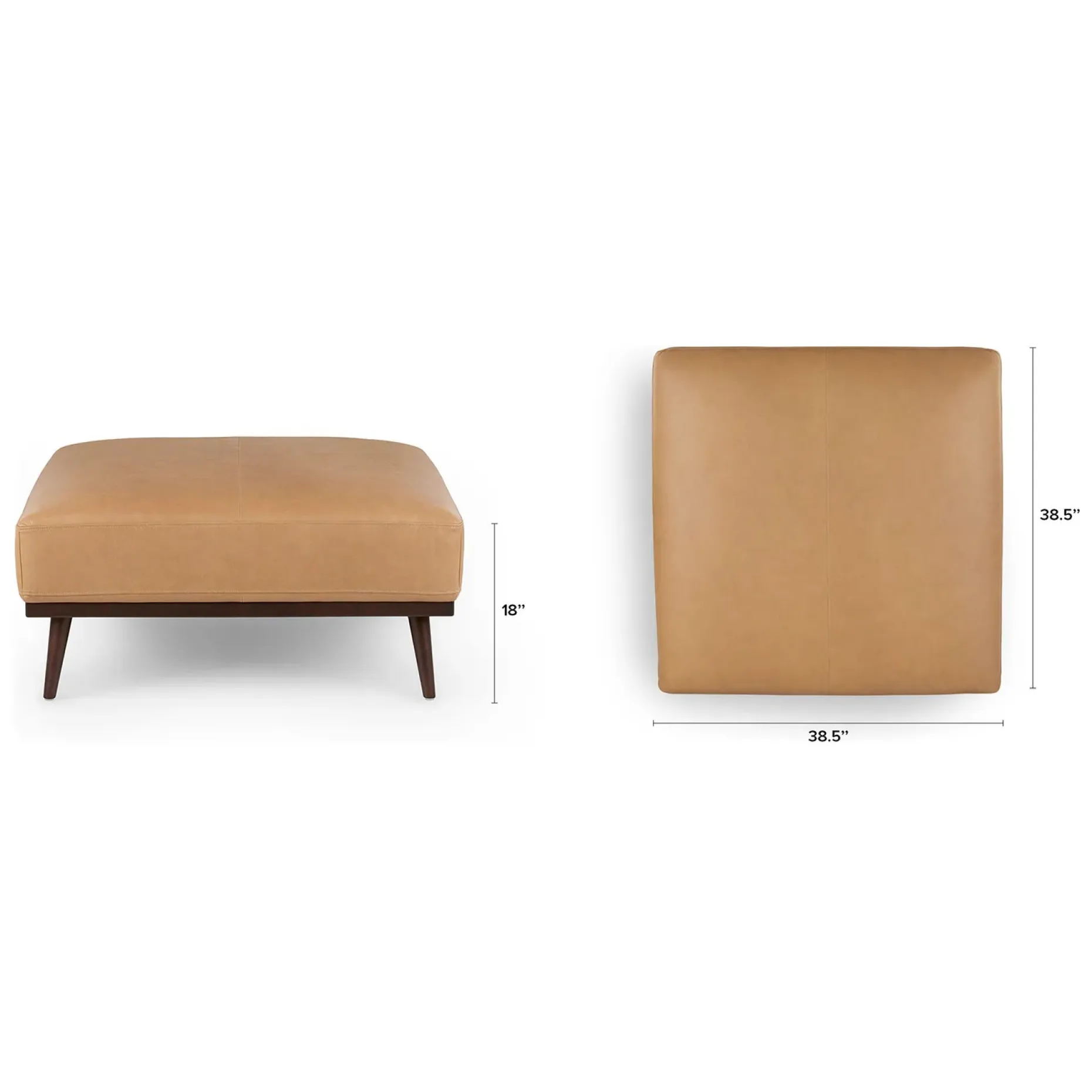 Rhett 38.5" Leather Ottoman - Charme Tan
