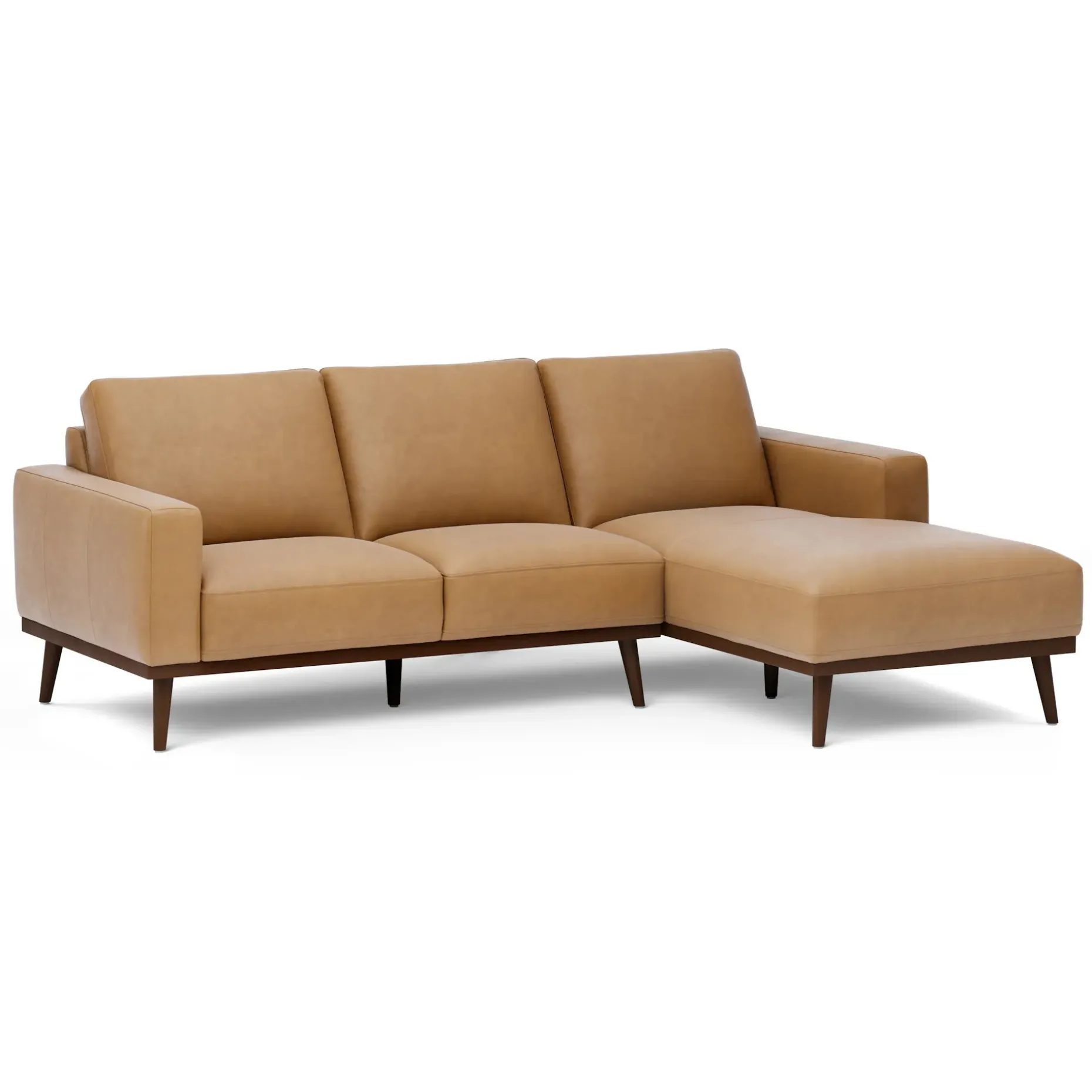 Rhett 93" Leather Right Chaise Sectional - Charme Tan