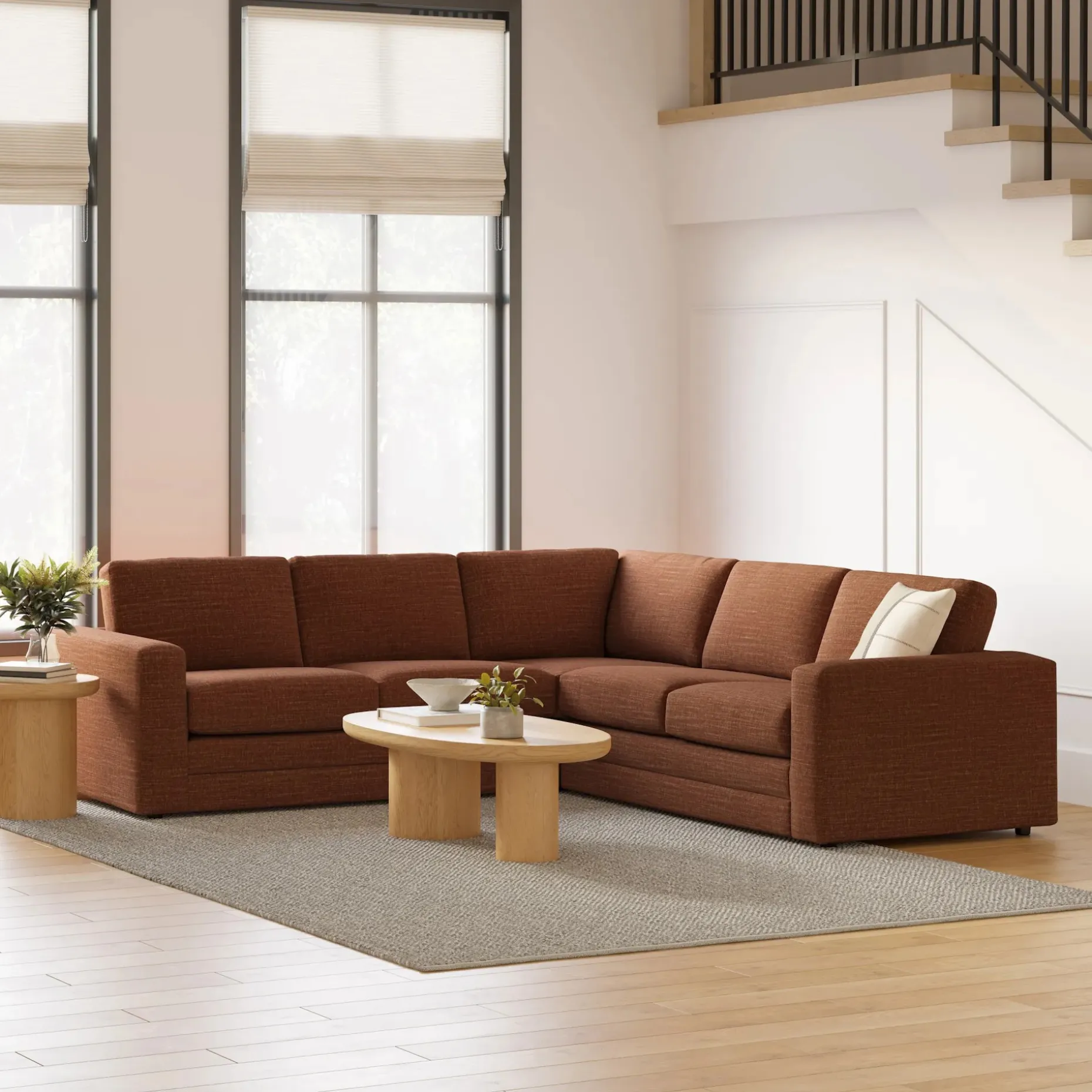 Riley 104" Corner Sectional - Napa Rust