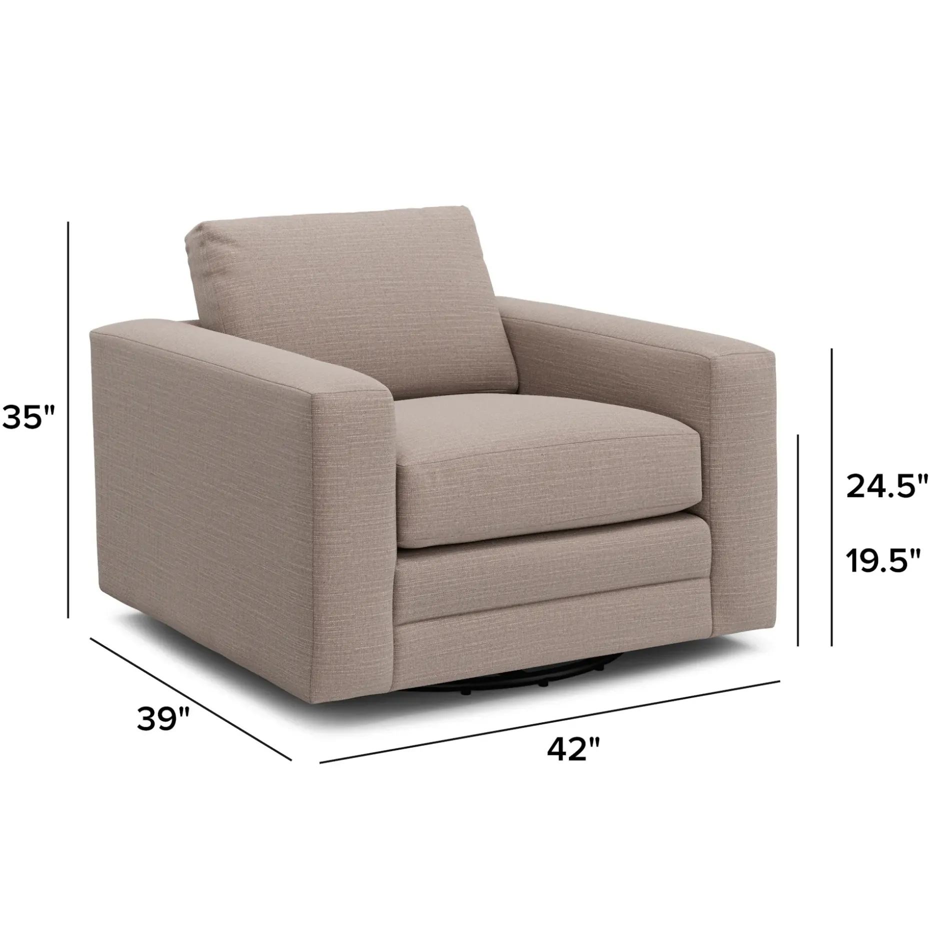 Riley 42" Grand Swivel Chair - Napa Quartz
