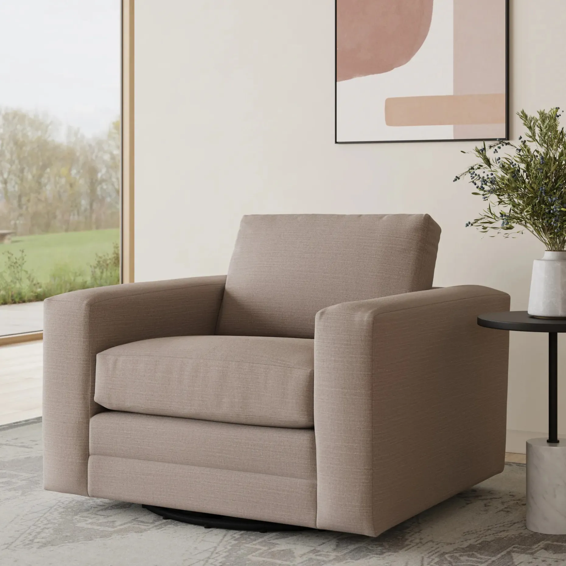 Riley 42" Grand Swivel Chair - Napa Quartz
