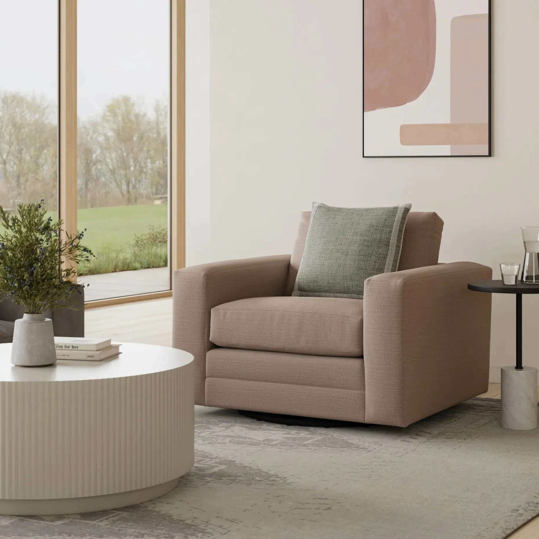 Riley 42" Grand Swivel Chair - Napa Quartz