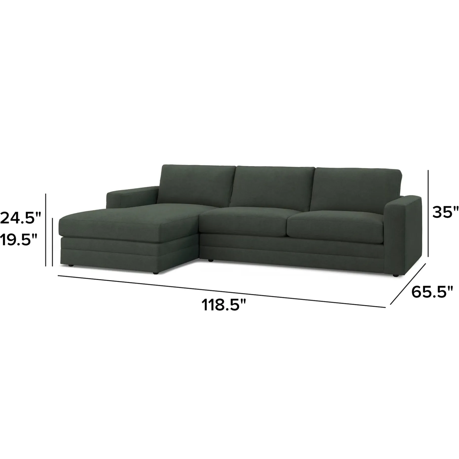 Riley 118.5" Left Sectional - Green Wool Bouclé