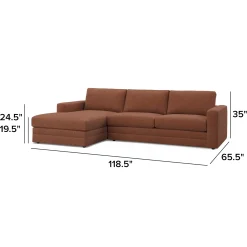 Riley 118.5" Left Sectional - Napa Rust