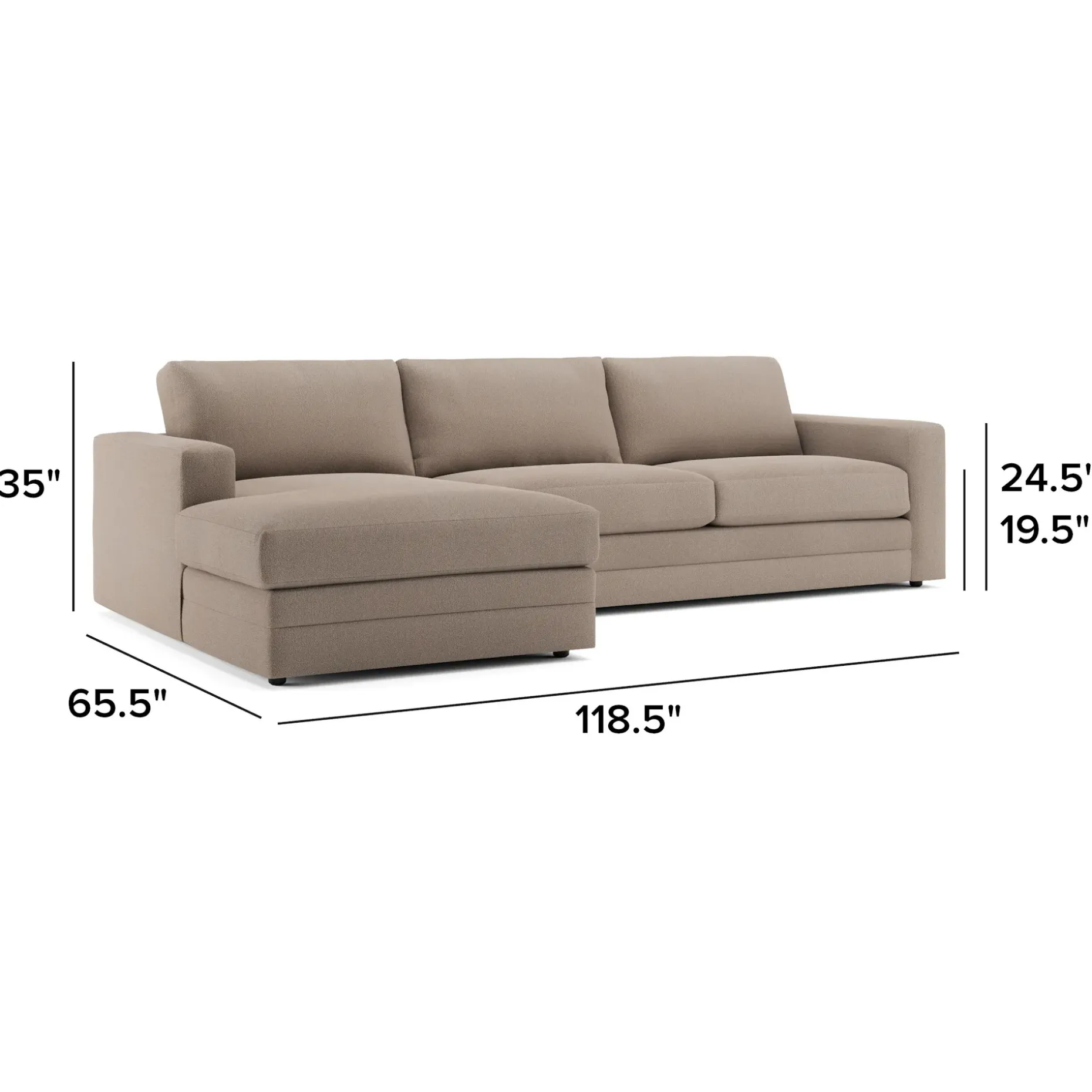 Riley 118.5" Left Sectional - Sandstone Wool Bouclé