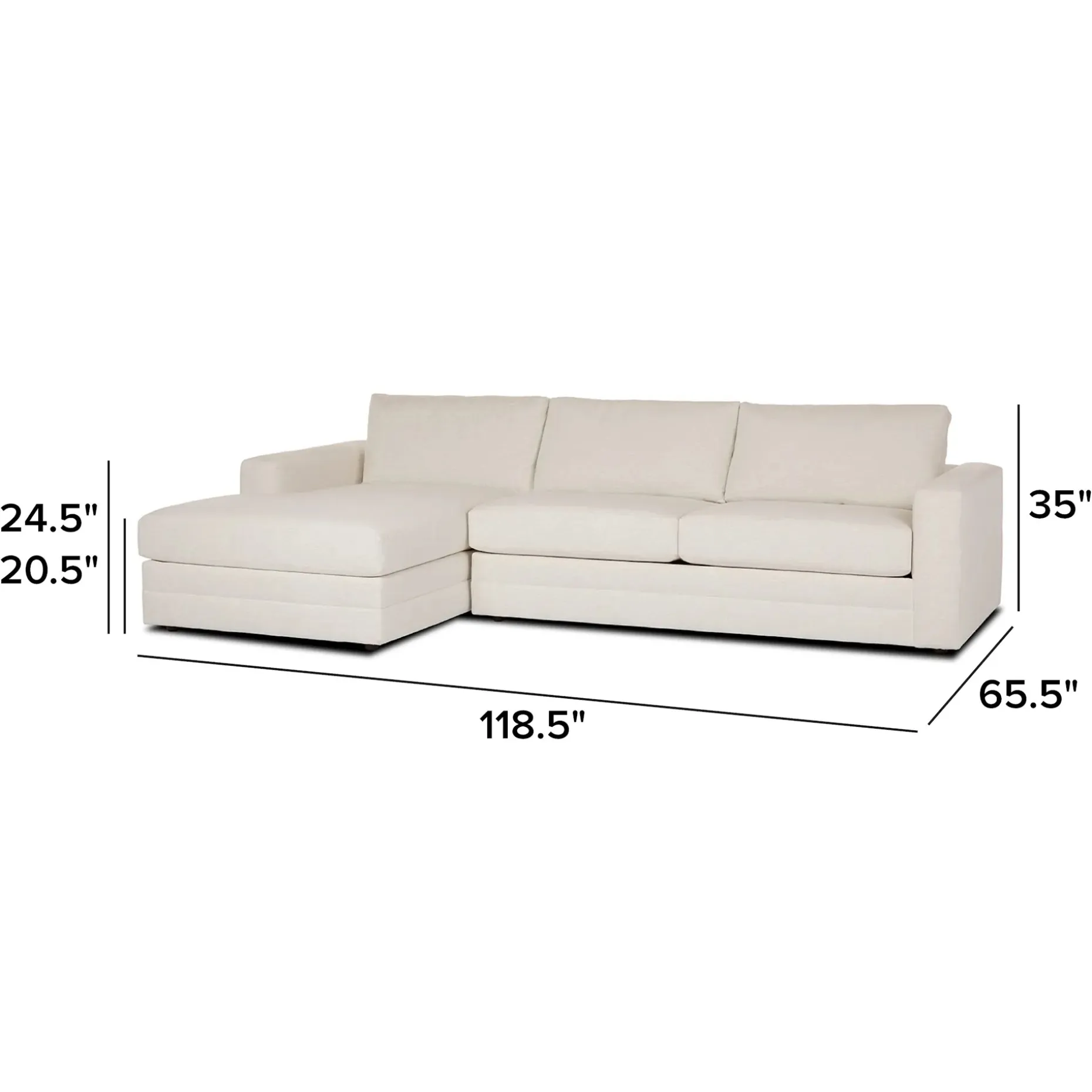 Riley 118" Left Storage Sleeper Sectional - Napa White