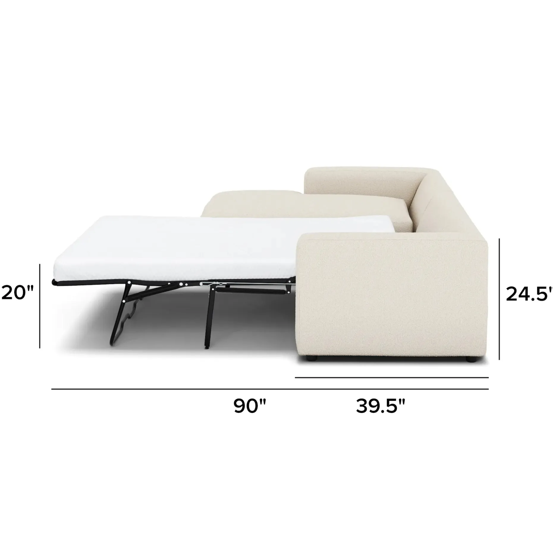Riley 118" Left Storage Sleeper Sectional - Ivory Wool Bouclé