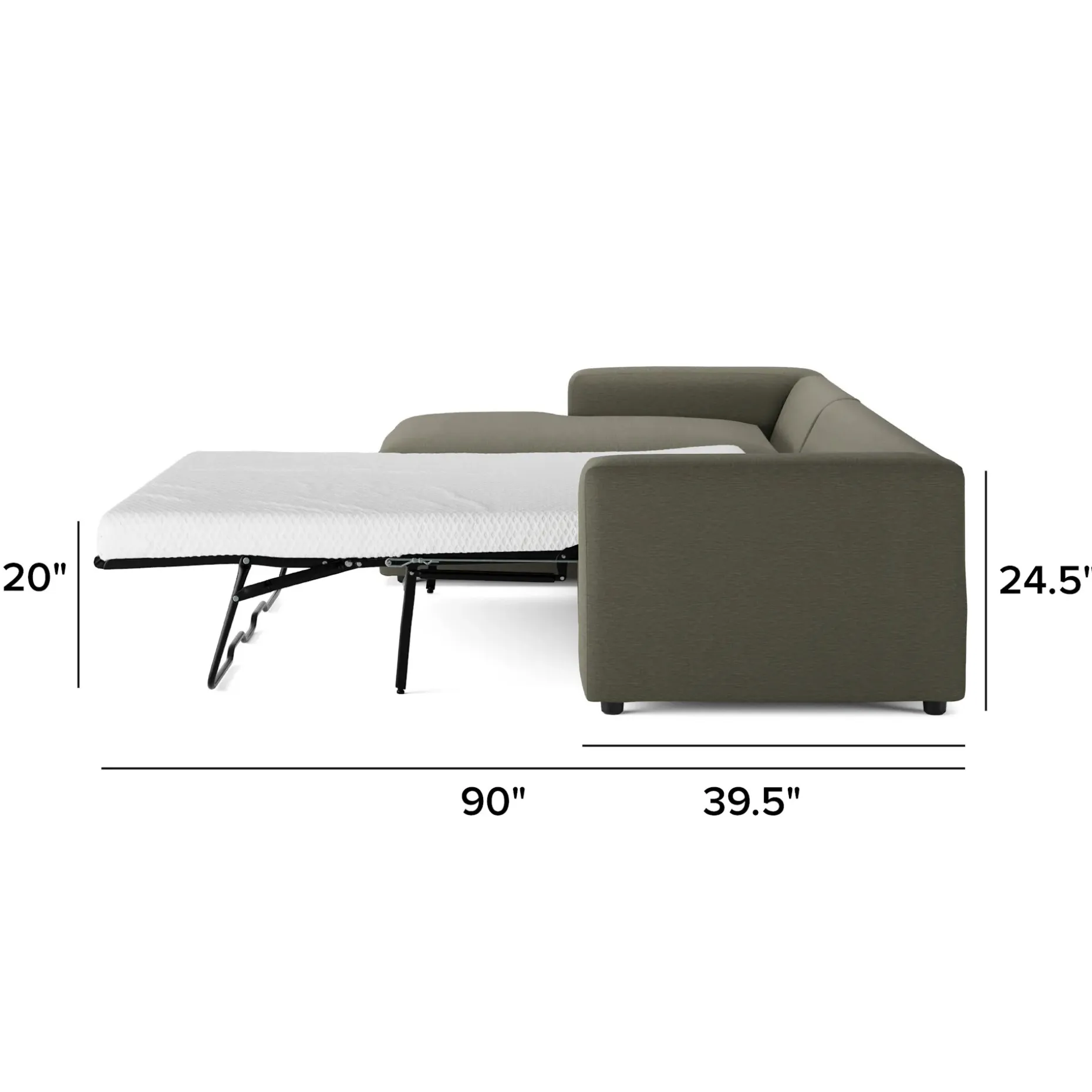 Riley 118" Left Storage Sleeper Sectional - Silver Moss