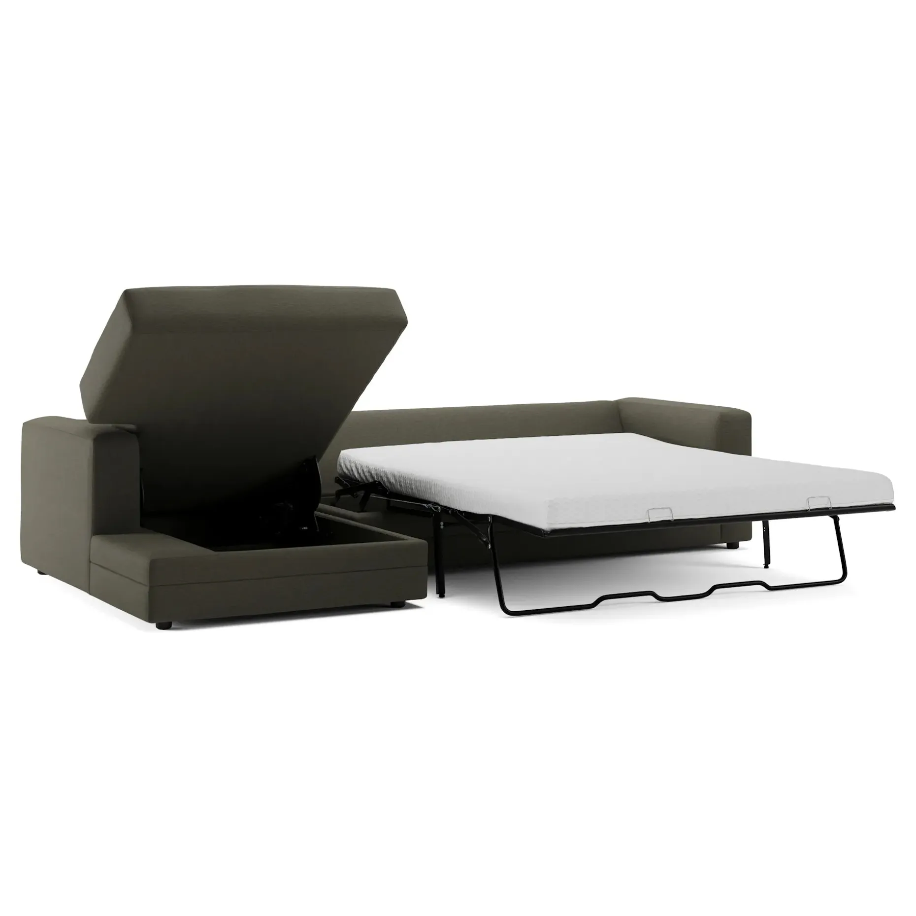 Riley 118" Left Storage Sleeper Sectional - Silver Moss