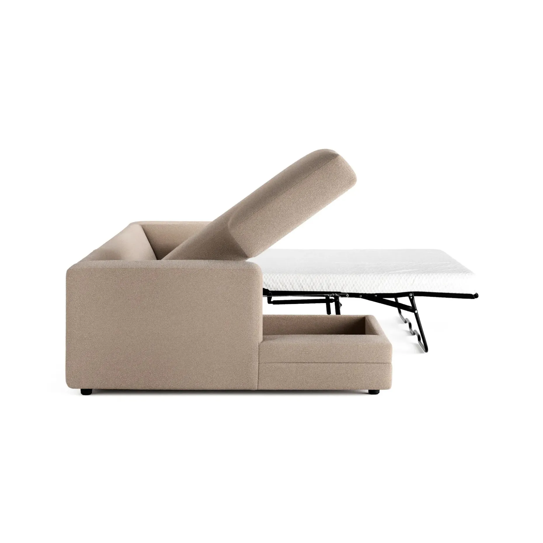 Riley 118" Left Storage Sleeper Sectional - Sandstone Wool Bouclé