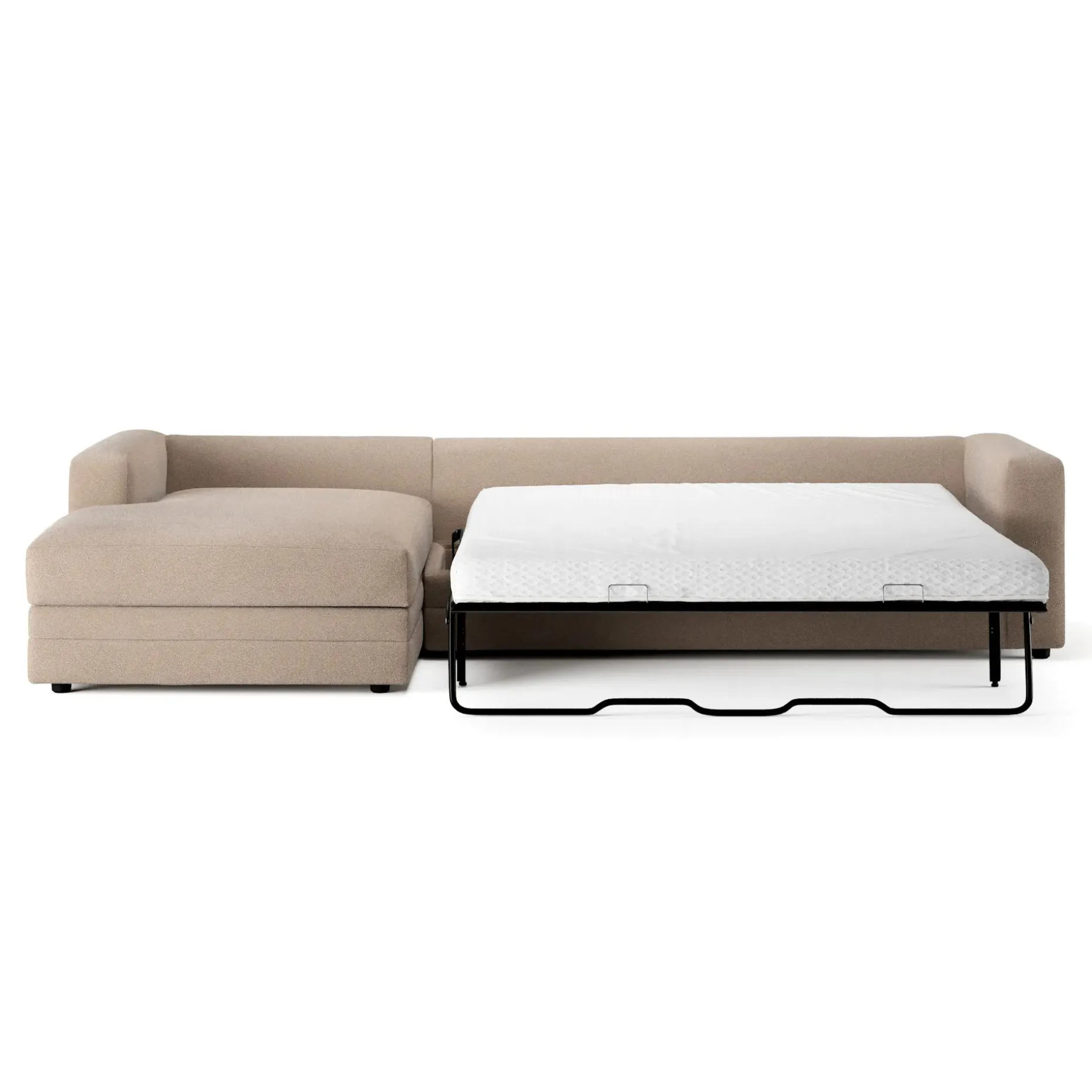 Riley 118" Left Storage Sleeper Sectional - Sandstone Wool Bouclé