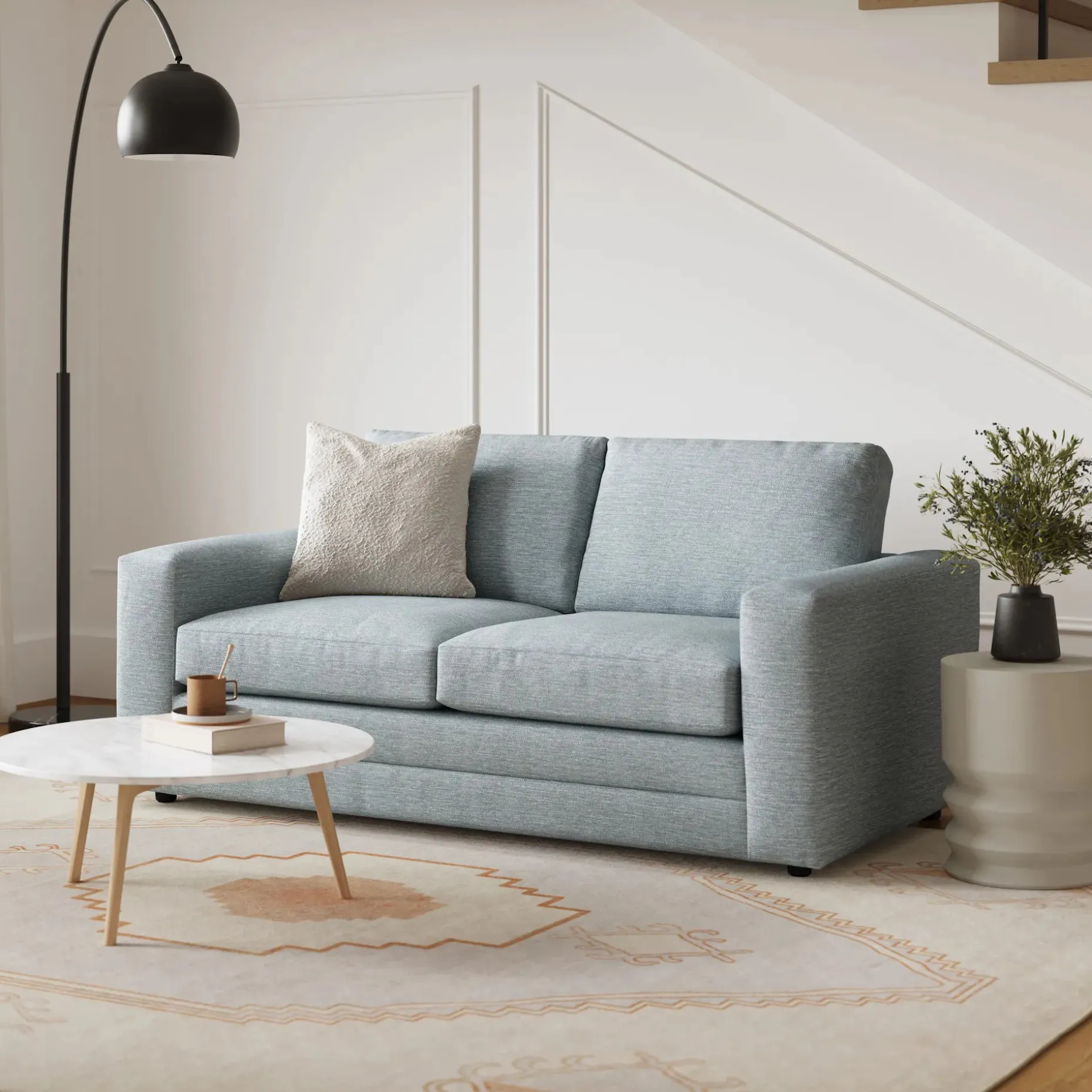 Riley 74" Loveseat - Silver Light Blue