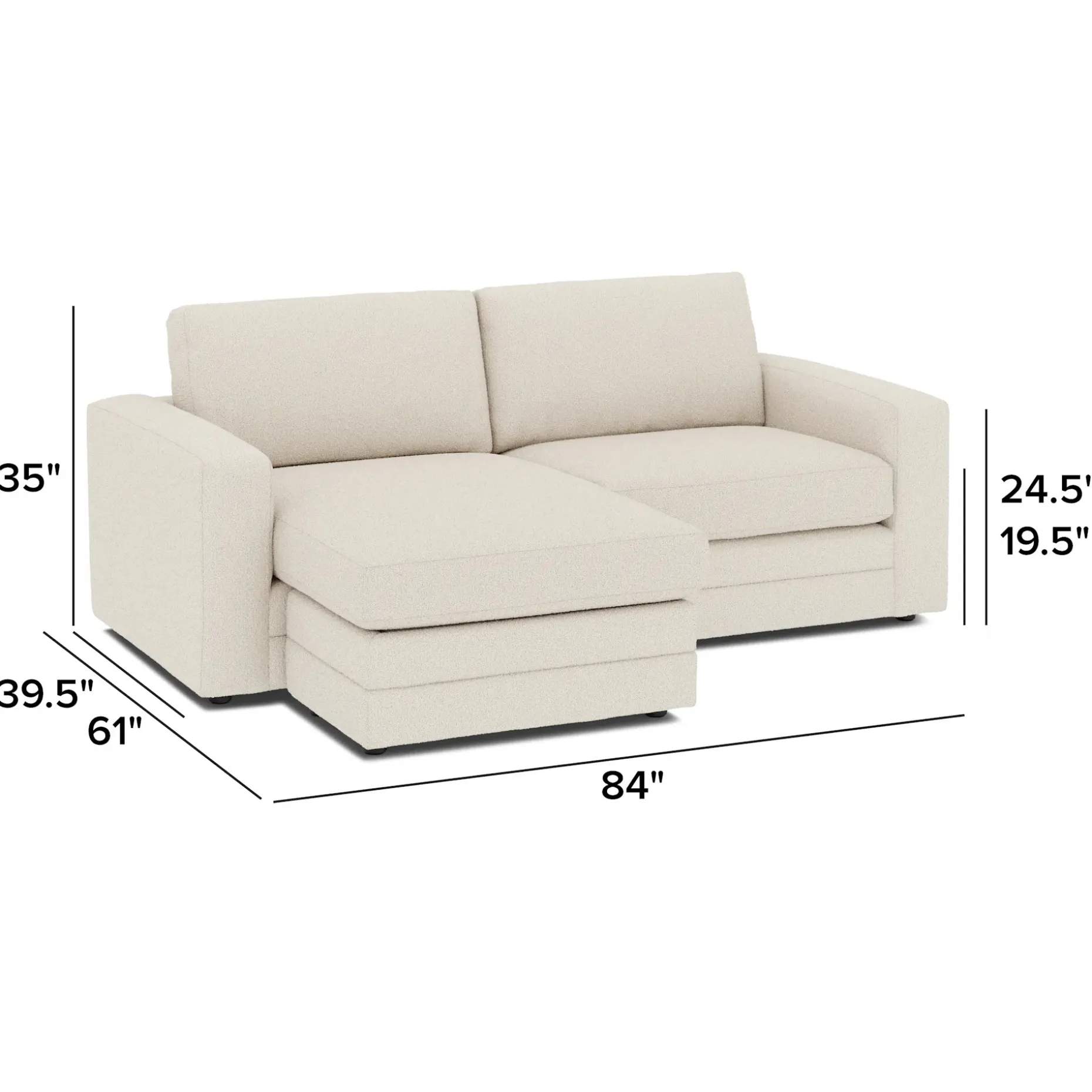 Riley 84" Reversible Storage Sectional - Ivory Wool Bouclé