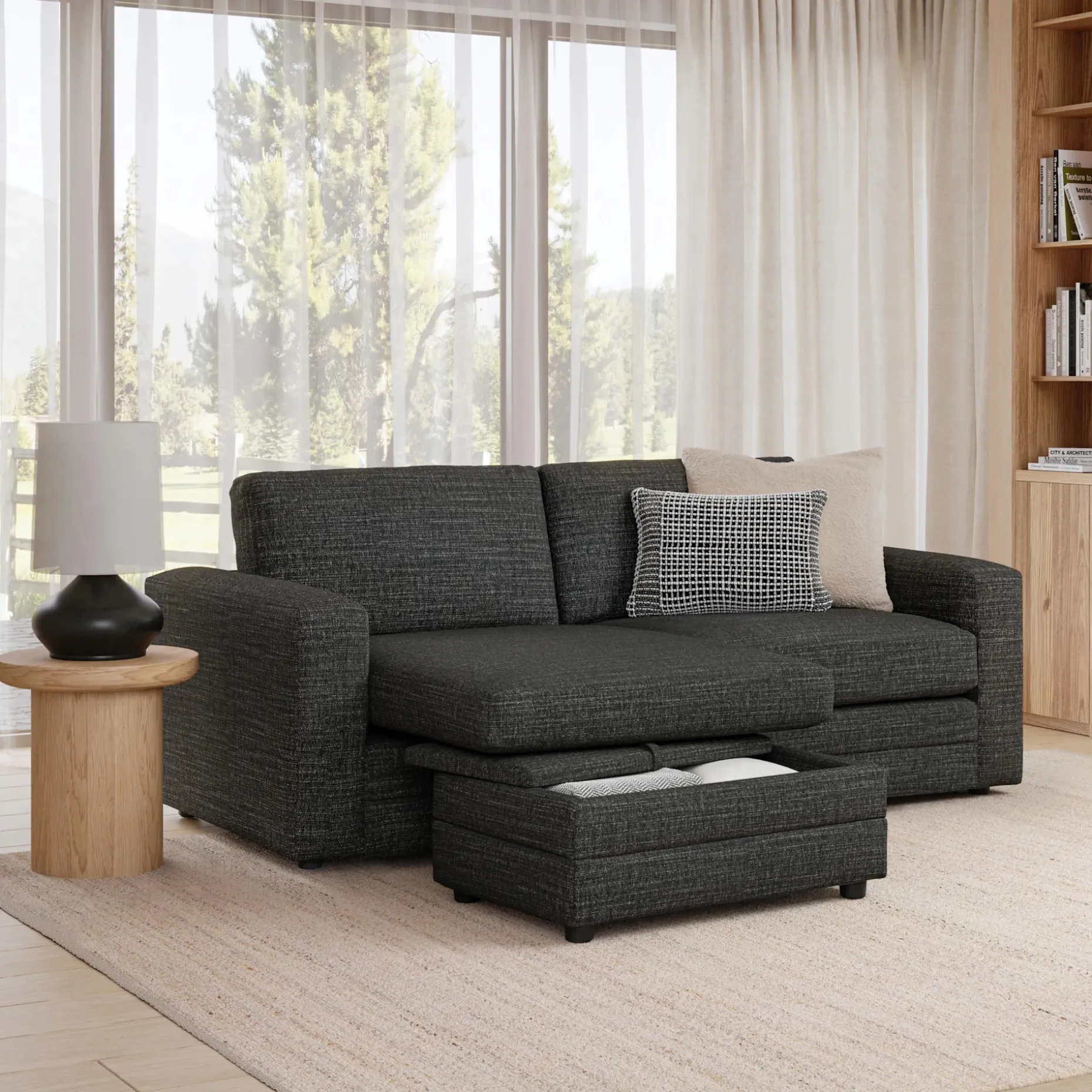 Riley 84" Reversible Storage Sectional - Napa Charcoal