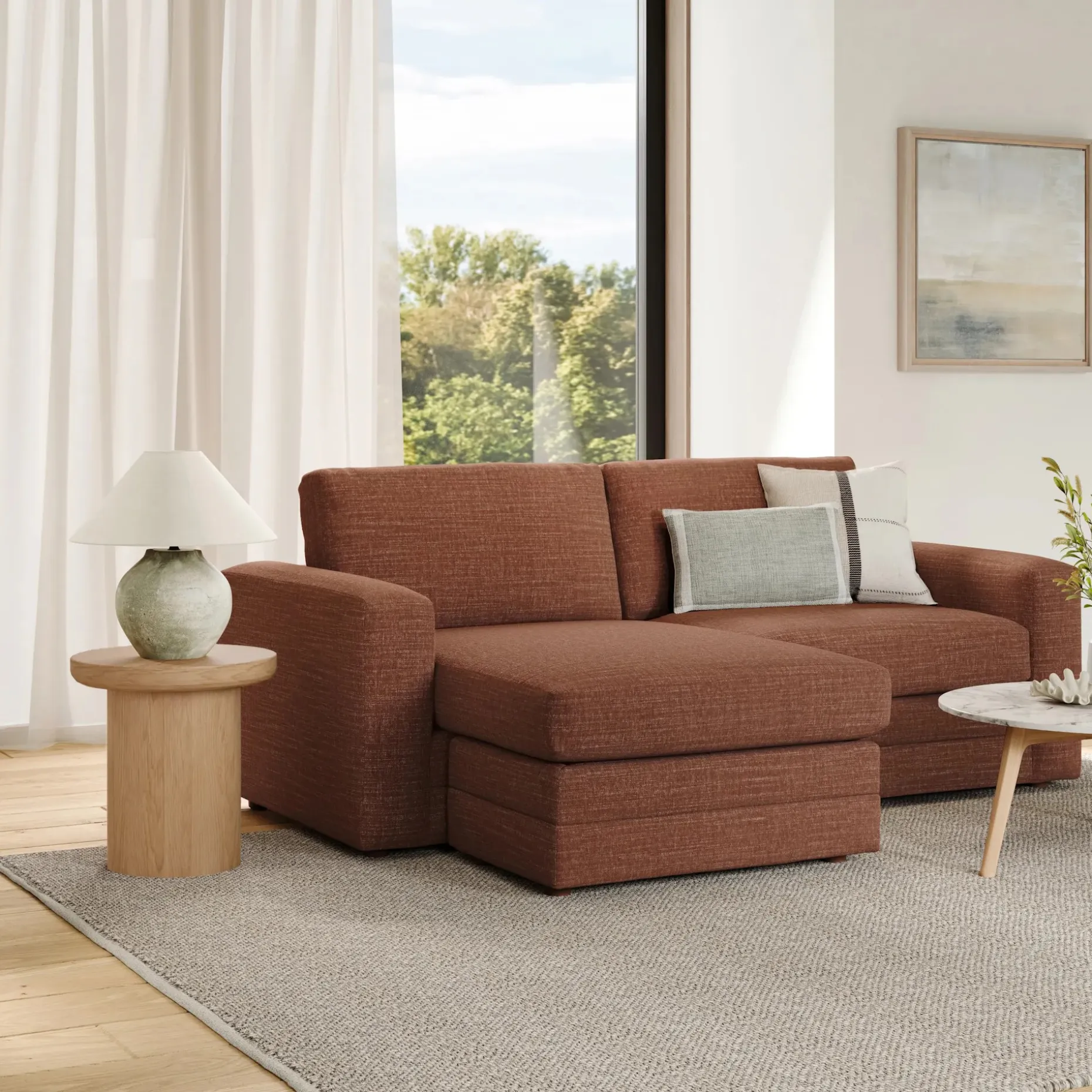 Riley 84" Reversible Storage Sectional - Napa Rust
