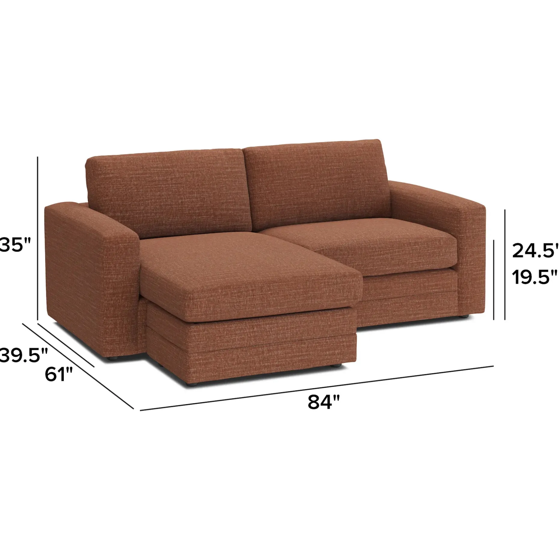 Riley 84" Reversible Storage Sectional - Napa Rust