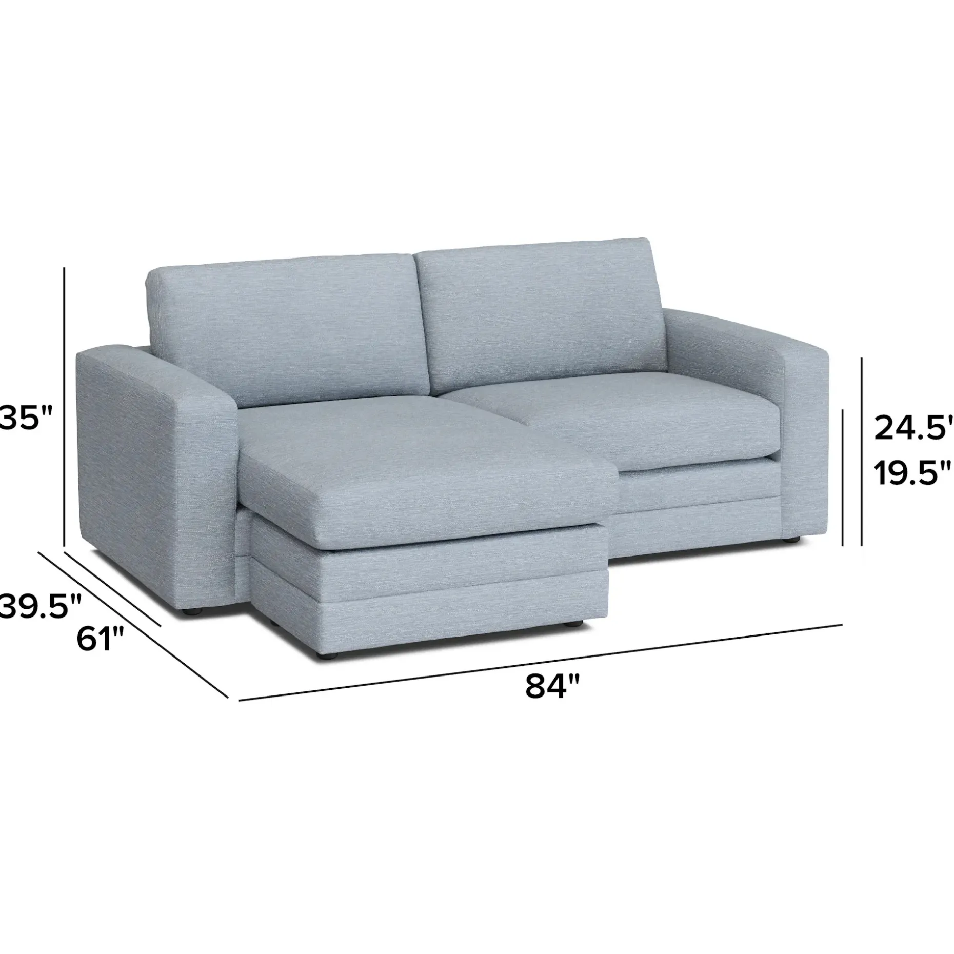 Riley 84" Reversible Storage Sectional - Silver Light Blue